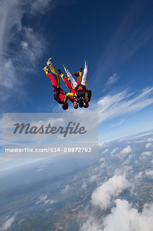 Freefly skydivers over Leutkirch, Germany
