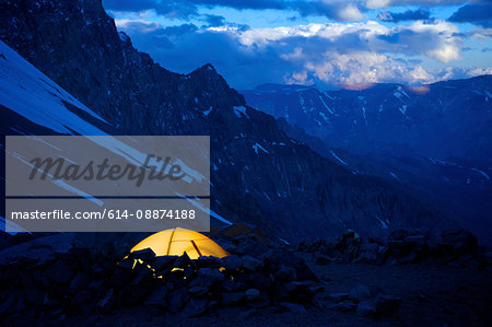 View from Camp One on Aconcagua in the Andes Mountains, Mendoza Province, Argentina