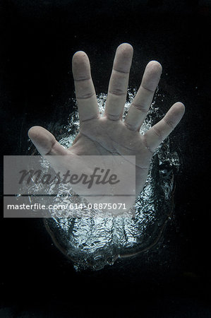 Open hand beneath water Open hand beneath water