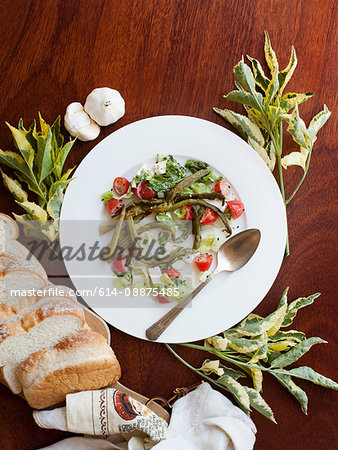 Salad with fresh bread