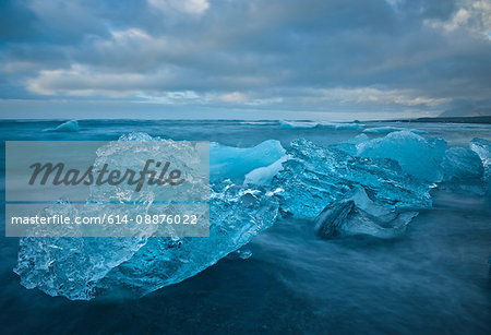 Close up of iceberg on beach, Jokulsarlon, Iceland