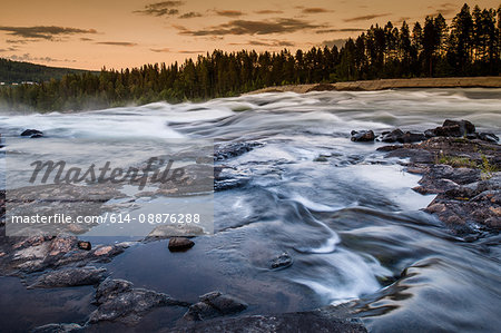 River flowing over rocks, Storforsen, Lapland, Sweden