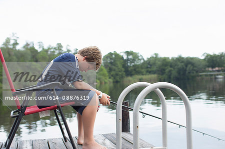 Portrait of boy fishing, Shalimar, Florida, USA