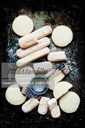 Cookies and biscuits, overhead view