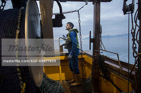 Fisherman preparing trawler
