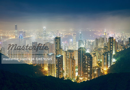 Cityscape at night, Victoria Peak, Hong Kong