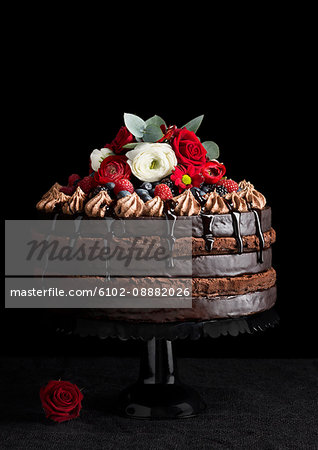 Cake with flowers on top