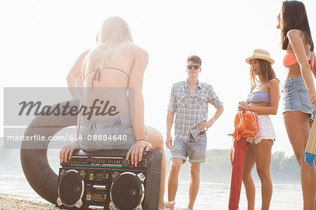 Group of friends enjoying beach party
