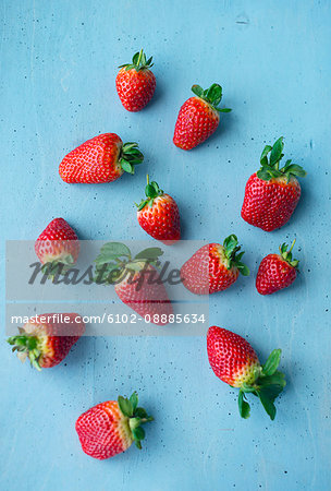 Strawberries on blue background