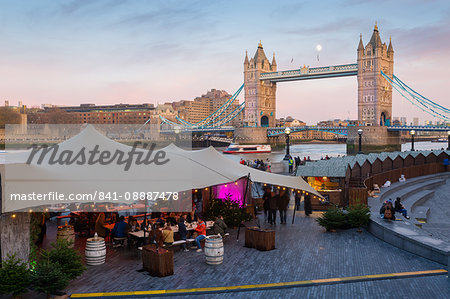 Christmas Market, The Scoop and Tower Bridge, South Bank, London, England, United Kingdom, Europe