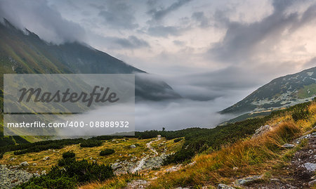 Mountains Landscape with Fog in Ziarska Valley