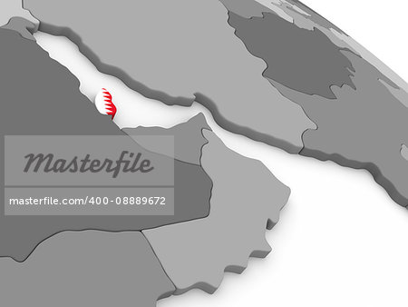 Map of Qatar with embedded national flag. 3D illustration