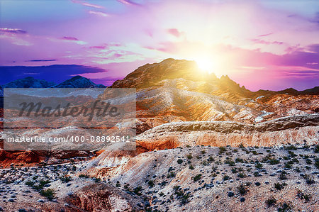 Amazing colors and shape of the rocks in Valley of Fire State Park at sunrise, Nevada, USA
