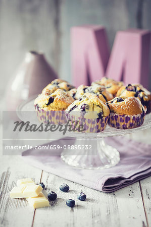 White chocolate and blueberry muffins