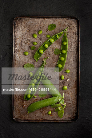 Fresh Pea Pods and Mint