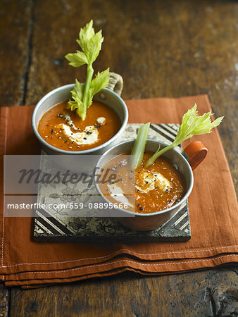 Bloody Mary tomato soup with celery