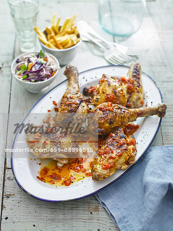 Piripiri chicken with coleslaw