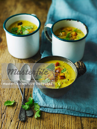 Squash, pear and coriander soup