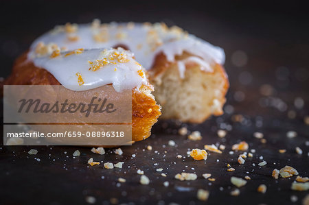 Donut with lemon glaze and candied orange