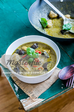 Thai green curry with pork, chicken and shrimp