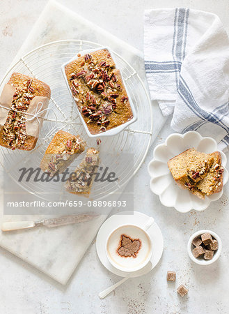 Banana bread with pecan nuts and chia seeds