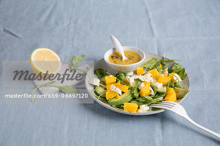 Mango and avocado salad with dressing