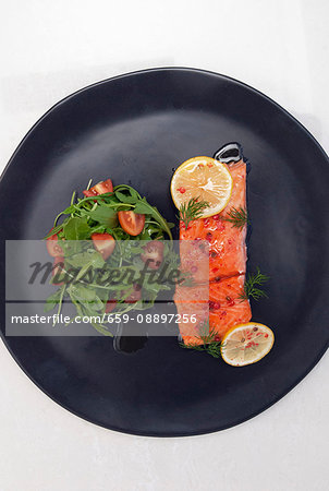 Salmon poached in olive oil, Salmon confit
