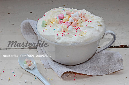 Hot chocolate with cream and marshmallows
