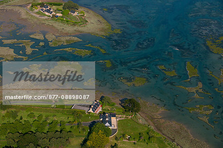 France, Brittany, Cotes-d'Armor, Bugueles, Breton village attached to the town of Penvenan, aerial view