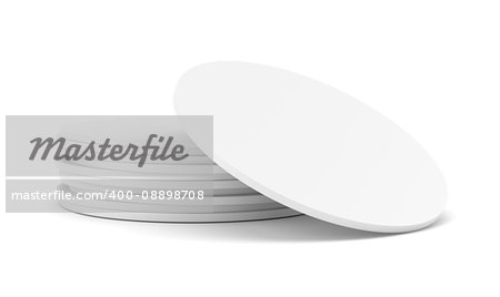 Empty white beer coaster. Isolated on white background. 3d illustration