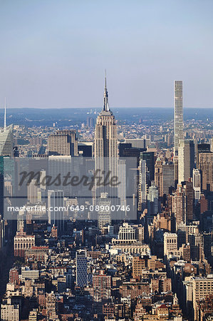 High angle view of Empire State building from One World Trade Observatory, New York City, USA