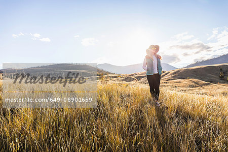 Woman hiking, Trans Canada Highway, near Kamloops, Boston Flats, British Columbia, Canada