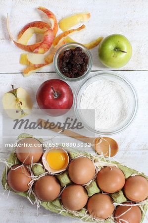 Ingredients for apple cake