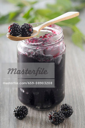 A jar of blackberry jam