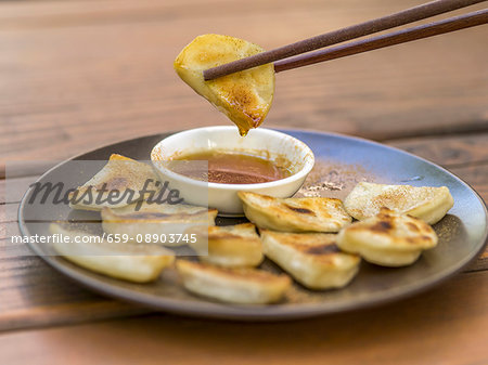 Momos (dumplings from Nepal) with a dip