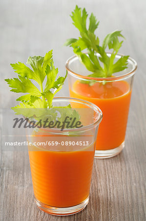 Two glasses of carrot juice