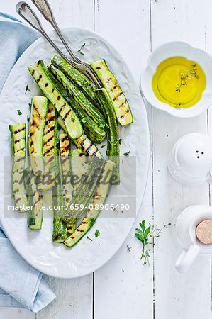 Grilled courgette and olive oil