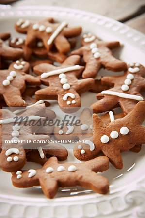 Gingerbread figures on a plate for Christmas