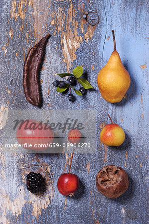 Assorted old fruits (seen from above) Assorted old fruits (seen from above)