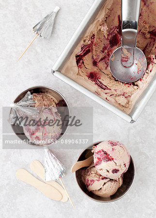 Milk chocolate & blackberry ripple ice cream