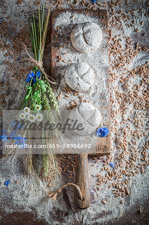 Homemade bread rolls with ingredients Homemade bread rolls with ingredients