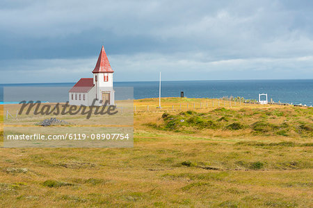 Church by the Sea, Hellnar, Snaefellsnes Peninsula, Iceland, Polar Regions