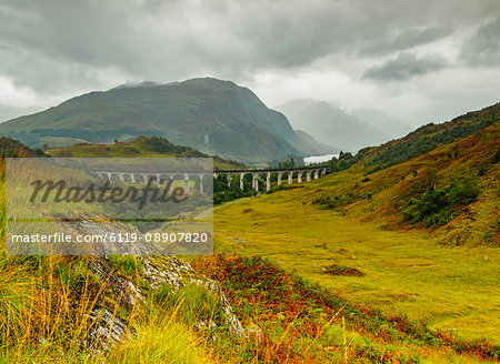 View of the Glenfinnan Viaduct, Highlands, Scotland, United Kingdom, Europe