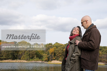 Mature couple near a lake