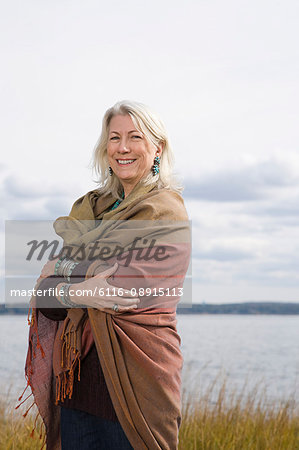 Senior woman wearing a shawl