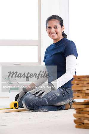 Portrait of female builder