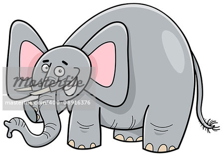 Cartoon Illustration of Elephant Animal Character