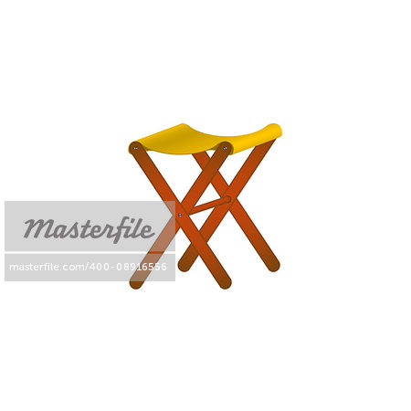Folding wooden chair in retro design on white background