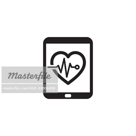 Cardiogram and Medical Services Icon. Flat Design. Isolated.
