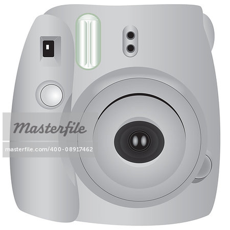 Mini Camera Instant built-in flash. Vector illustration.